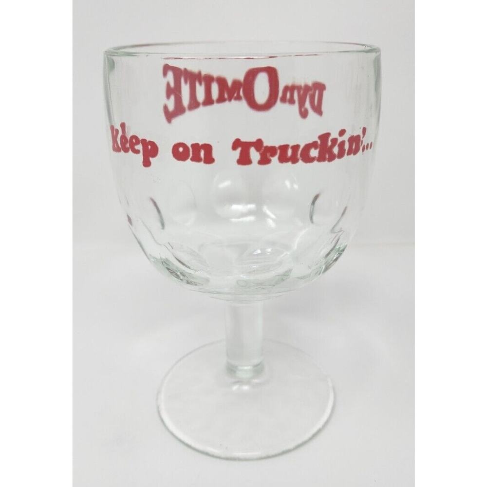 1970's Keep On‎ Truckin' - Dynomite Dimple Glass Goblet Retro Mid Century MS1